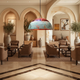 Suspension Dôme en Laiton et Cuivre – Luminaire Artisanal à Patine Verte Fait Main