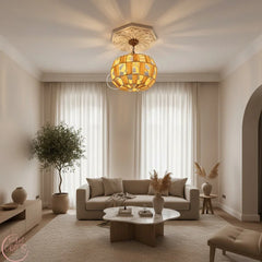 Suspension Luminaire en Raphia – Décoration Bohème Naturelle