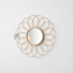 Miroir mural artisanal en raphia naturel