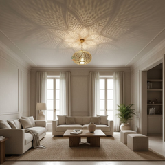 Lustre marocain en cuivre de luxe aux motifs artisanaux et lumière chaleureuse