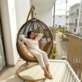 Fauteuil Suspendu Œuf avec Support – Chaise Cocoon Confortable pour Intérieur et Extérieur