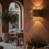 Applique Murale Artisanale Marocaine en Raphia – Éclairage Bohème Chic et Naturel