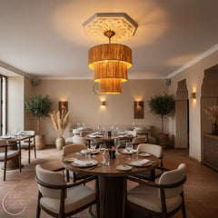 Suspension Artisanale en Raphia – Lampe Bohème Naturelle