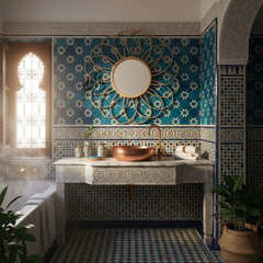 Miroir mural artisanal en raphia naturel