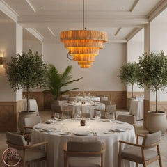 Suspension Luminaire Artisanale en Raphia – Décoration Bohème Naturelle