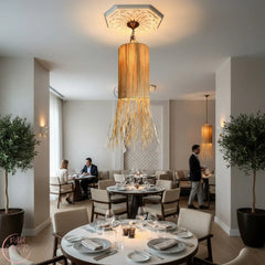 Suspension Luminaire Artisanale en Raphia – Décoration Bohème Naturelle