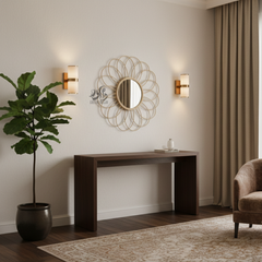 Miroir mural artisanal en raphia naturel