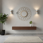 Miroir mural artisanal en raphia naturel