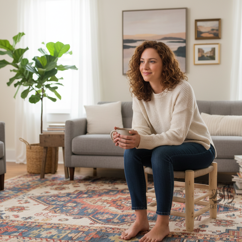 Lot de 3 tabourets artisanaux en bois avec assise tressée | Design naturel et élégant pour balcon et intérieur