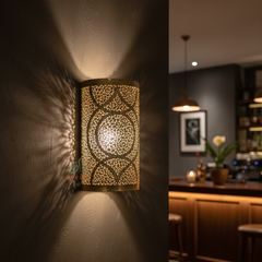 Applique Murale en Laiton – Lampe Géométrique Artisanale Faite Main