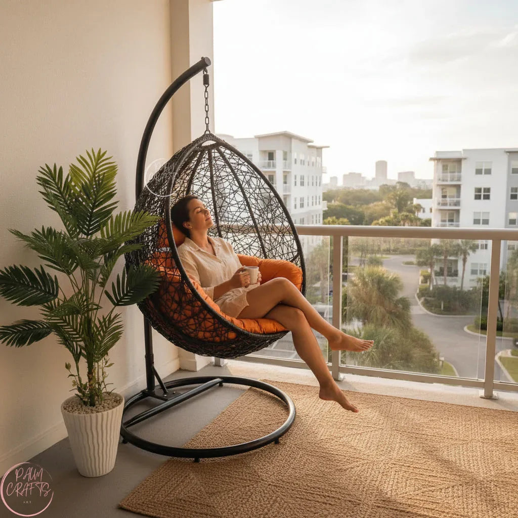 Fauteuil Suspendu Œuf avec Support – Chaise Cocoon Confortable pour Intérieur et Extérieur