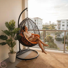Fauteuil Suspendu Œuf avec Support – Chaise Cocoon Confortable pour Intérieur et Extérieur