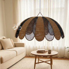 Suspension Luminaire Artisanale en Raphia – Décoration Bohème