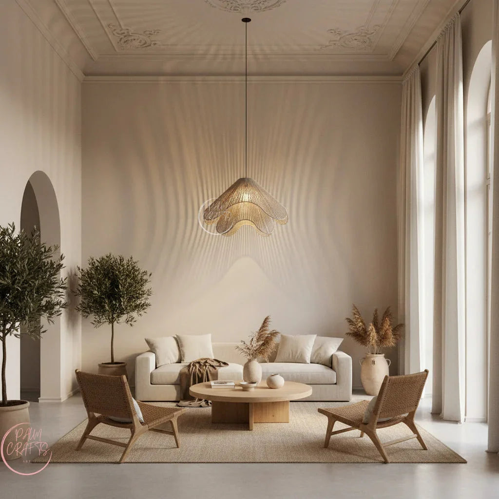 Suspension Luminaire Cylindrique en Fil de Coton – Design Naturel et Moderne