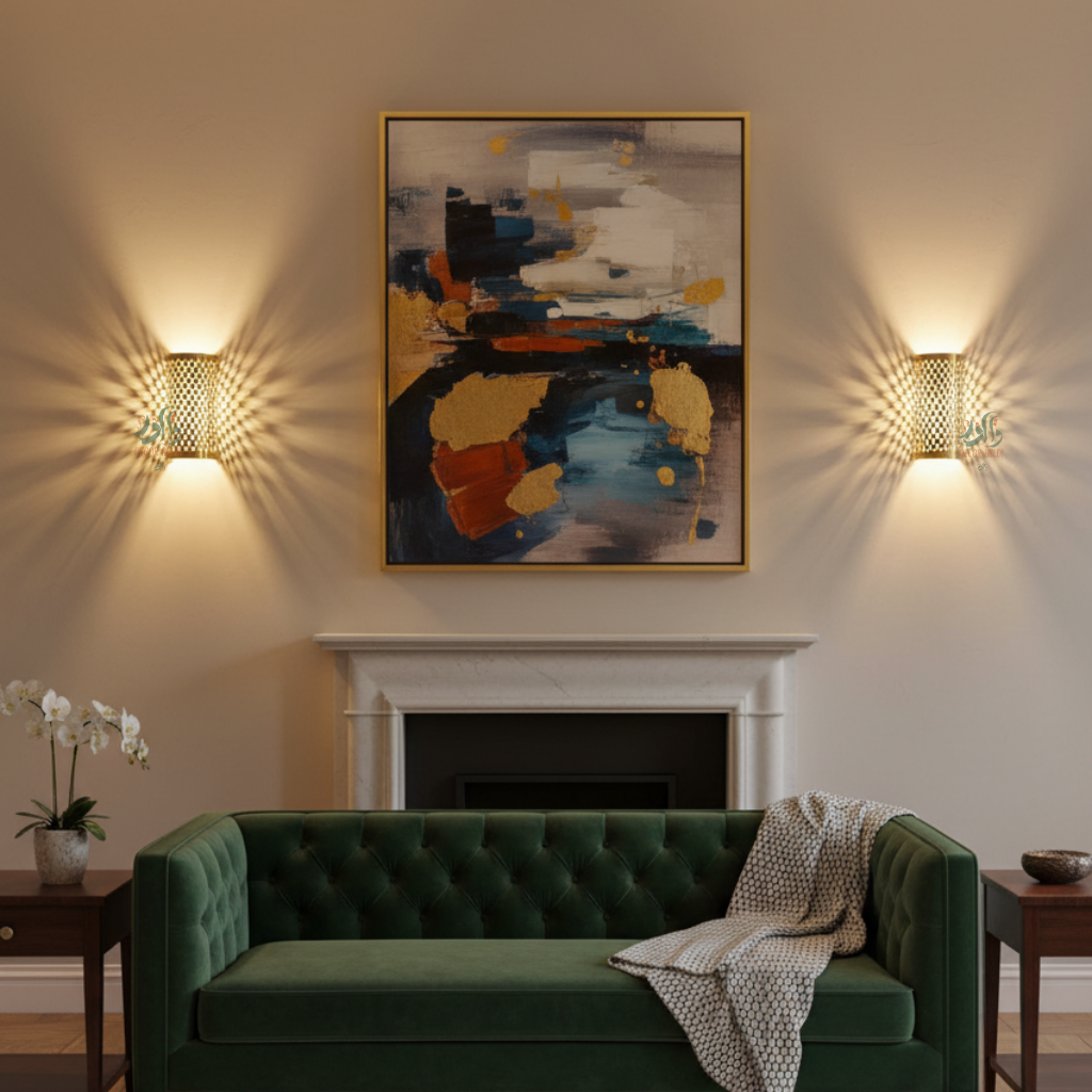 Applique Murale en Laiton – Lampe Géométrique Artisanale Faite Main
