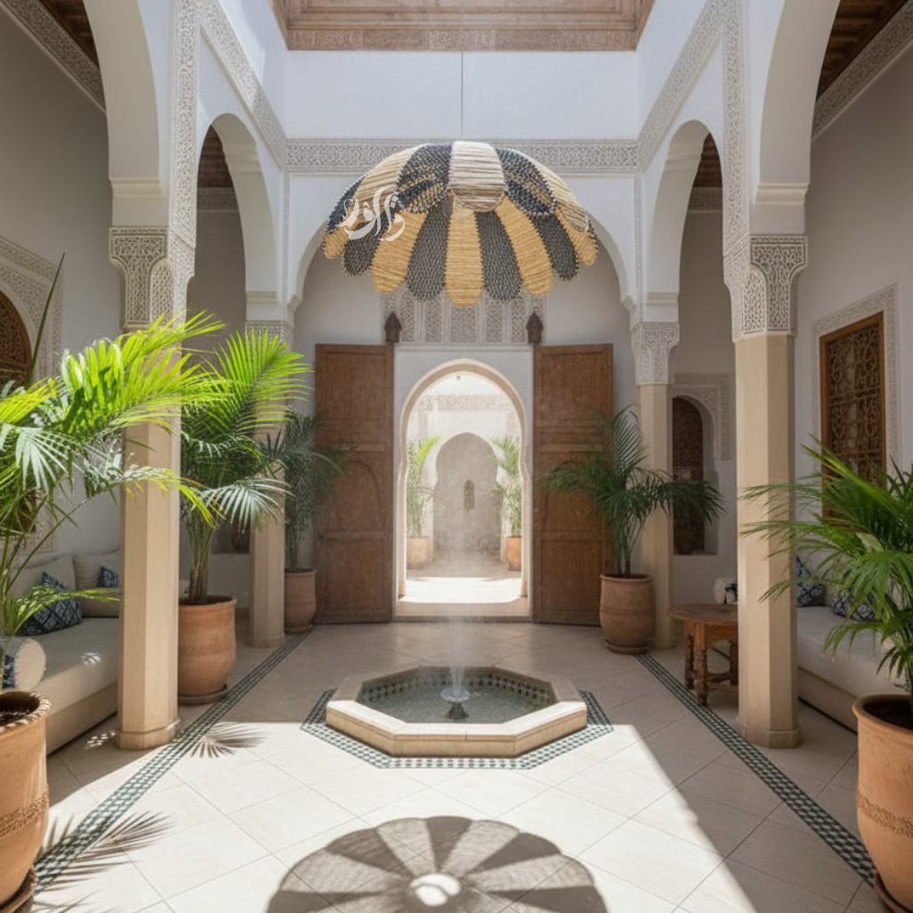 Suspension Luminaire Artisanale en Raphia – Décoration Bohème