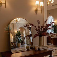 Miroir Fait Main avec Cadre en Laiton – Décoration Murale Bohème Chic