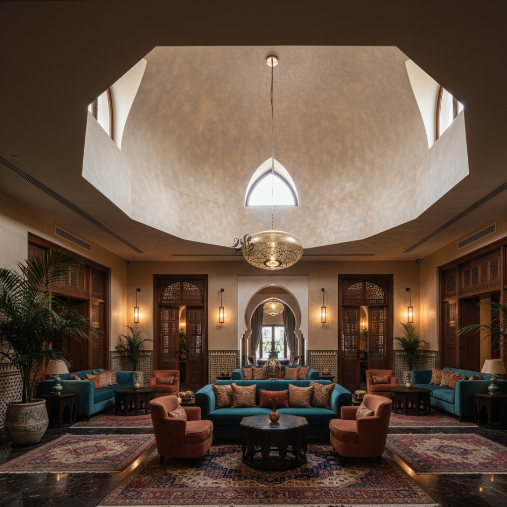 Lustre marocain en cuivre de luxe aux motifs artisanaux et lumière chaleureuse