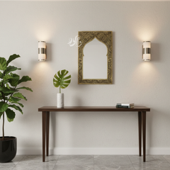 Miroir Mural  Fait Main en Laiton – Design Arc Mosquée Bohème Chic