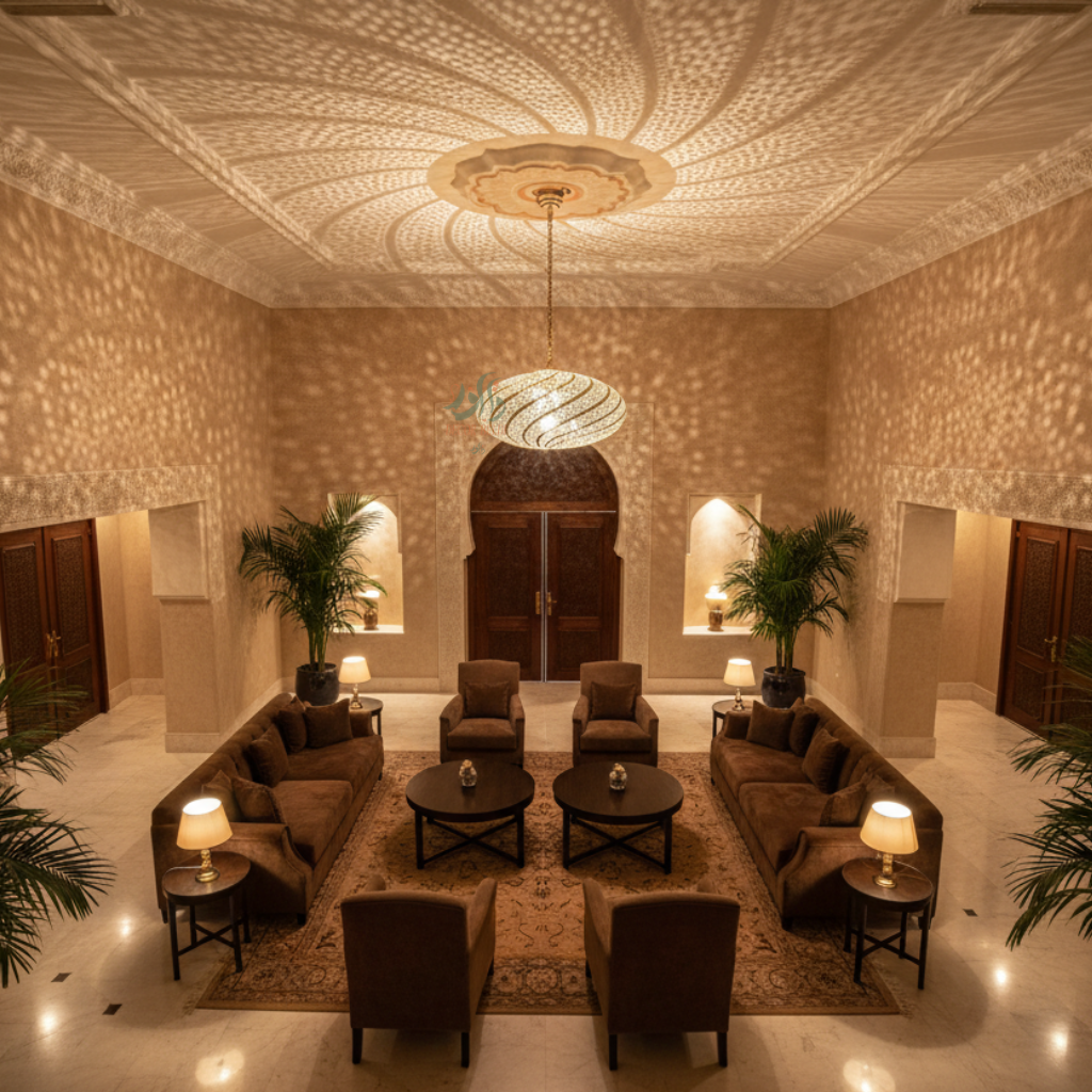 Lustre marocain en cuivre de luxe aux motifs artisanaux et lumière chaleureuse