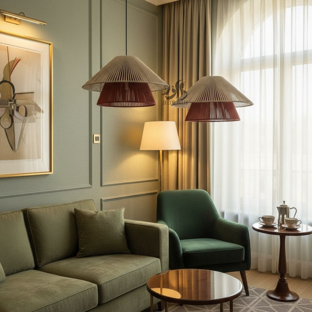 lot de 2 Suspension Luminaire Cylindrique en Fil de Coton – Design Naturel et Moderne