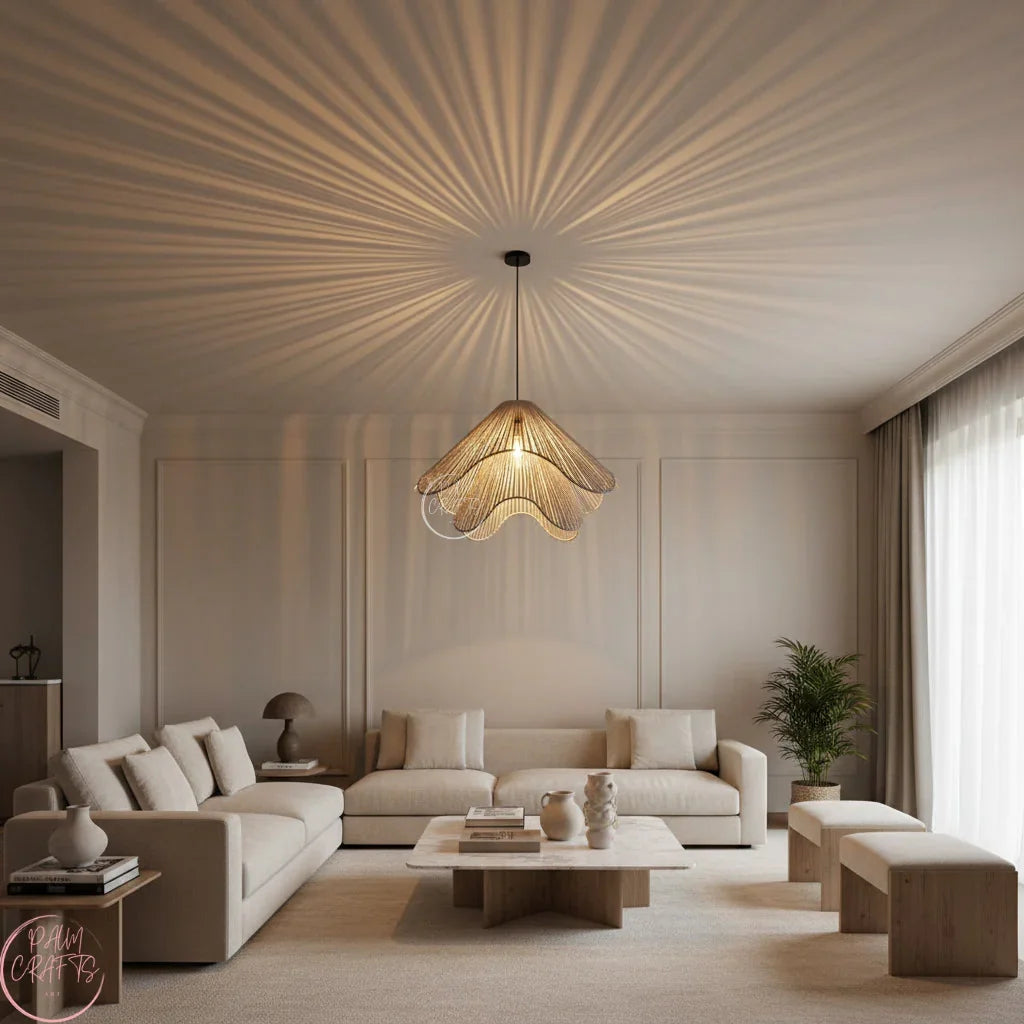 Suspension Luminaire Cylindrique en Fil de Coton – Design Naturel et Moderne