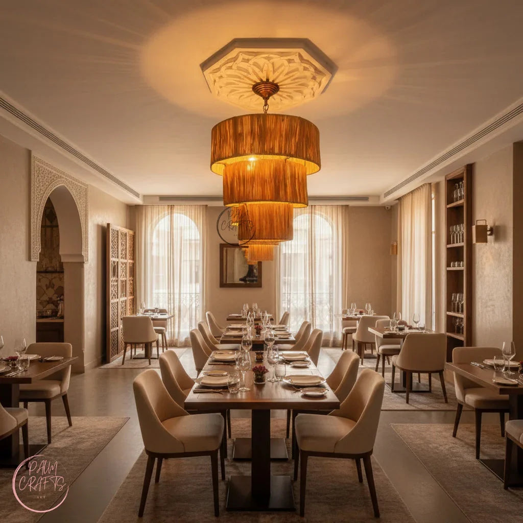 Suspension Artisanale en Raphia – Lampe Bohème Naturelle