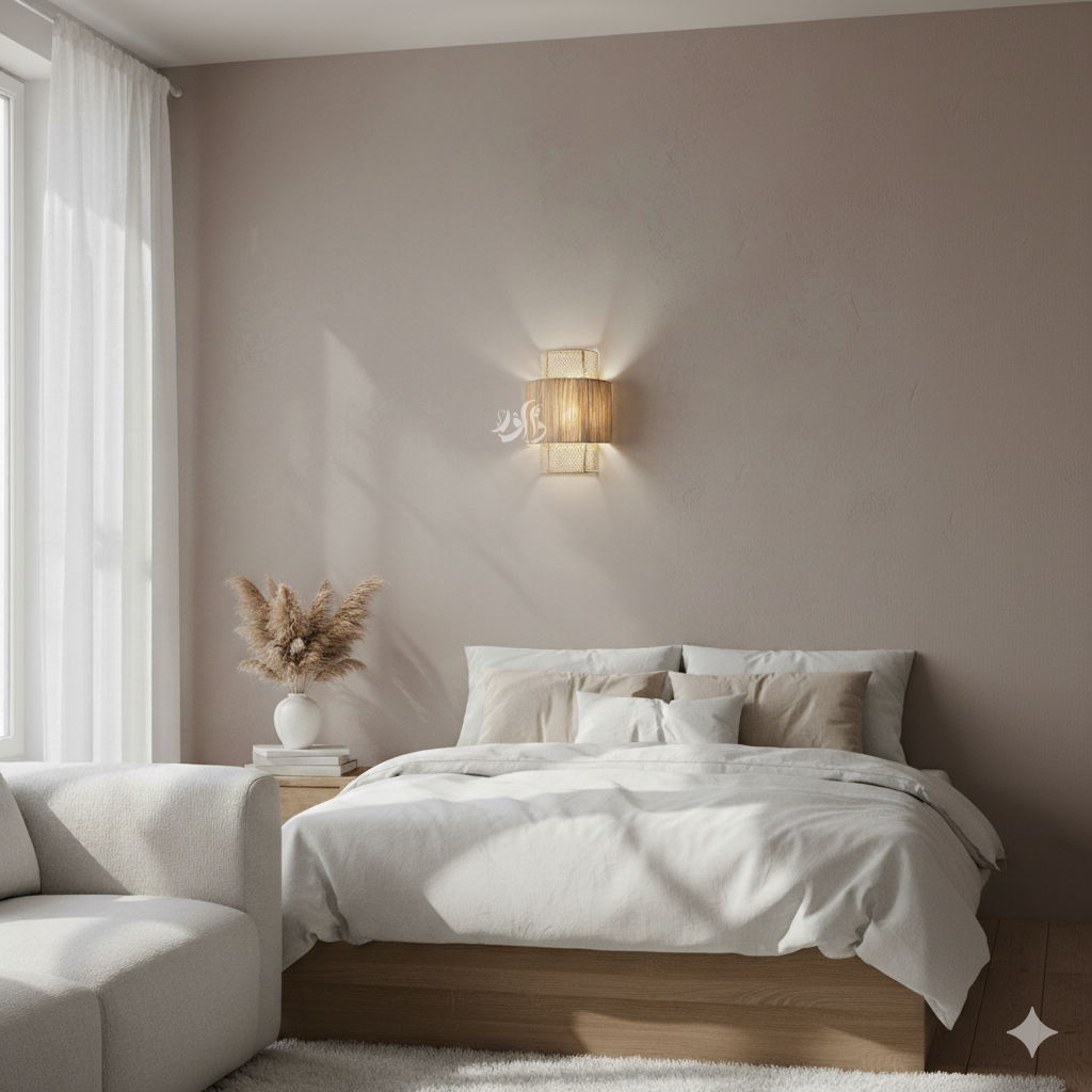 Applique Murale Artisanale Marocaine en Raphia – Éclairage Bohème Chic et Naturel