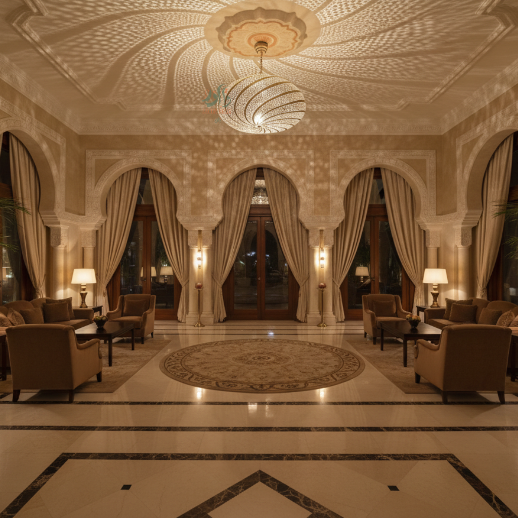 Lustre marocain en cuivre de luxe aux motifs artisanaux et lumière chaleureuse