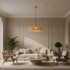 Suspension Luminaire Artisanale en Raphia – Décoration Bohème