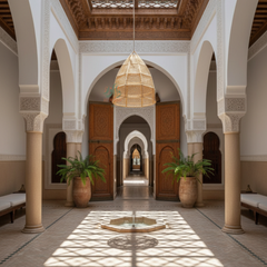 Suspension Luminaire Artisanale en Raphia – Décoration Bohème Naturelle