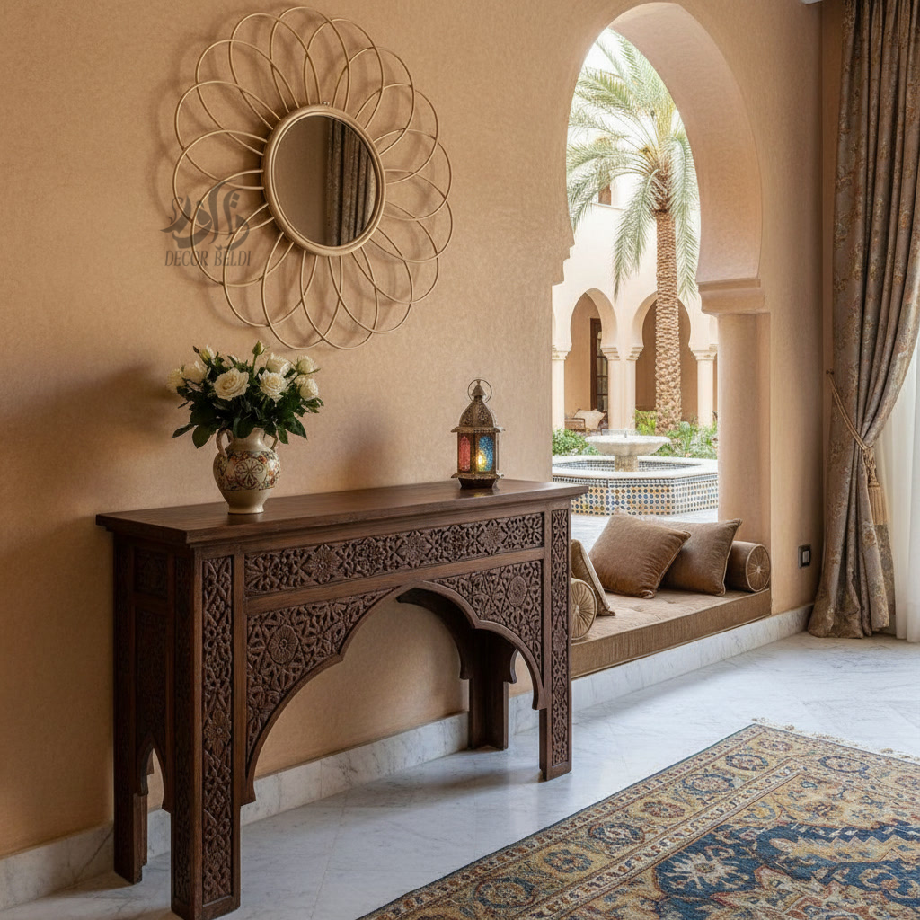 Miroir mural artisanal en raphia naturel