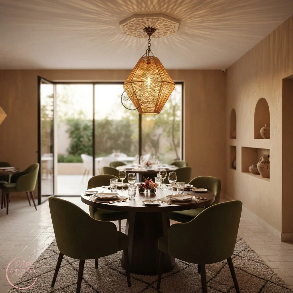 Suspension Luminaire Artisanale en Raphia – Décoration Bohème Naturelle