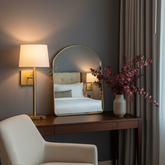 Miroir Fait Main avec Cadre en Laiton – Décoration Murale Bohème Chic