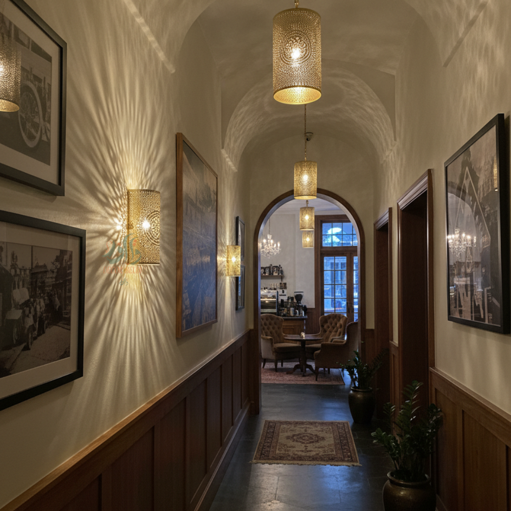 Applique murale en laiton à motifs géométriques marocains