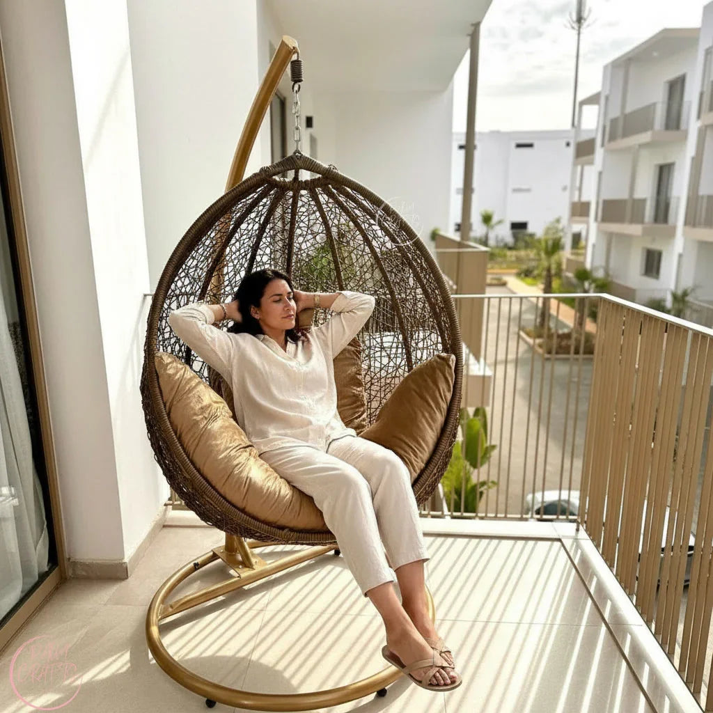 Fauteuil Suspendu Œuf avec Support – Chaise Cocoon Confortable pour Intérieur et Extérieur