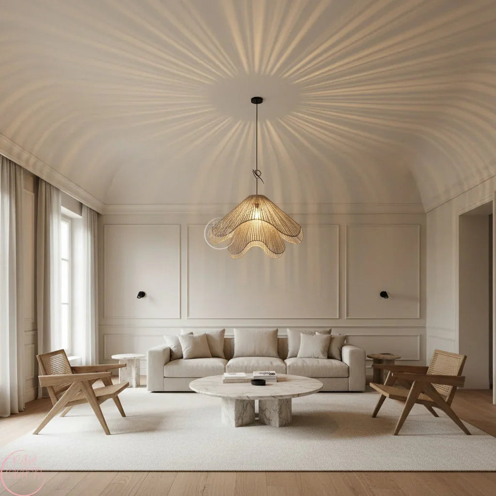 Suspension Luminaire Cylindrique en Fil de Coton – Design Naturel et Moderne