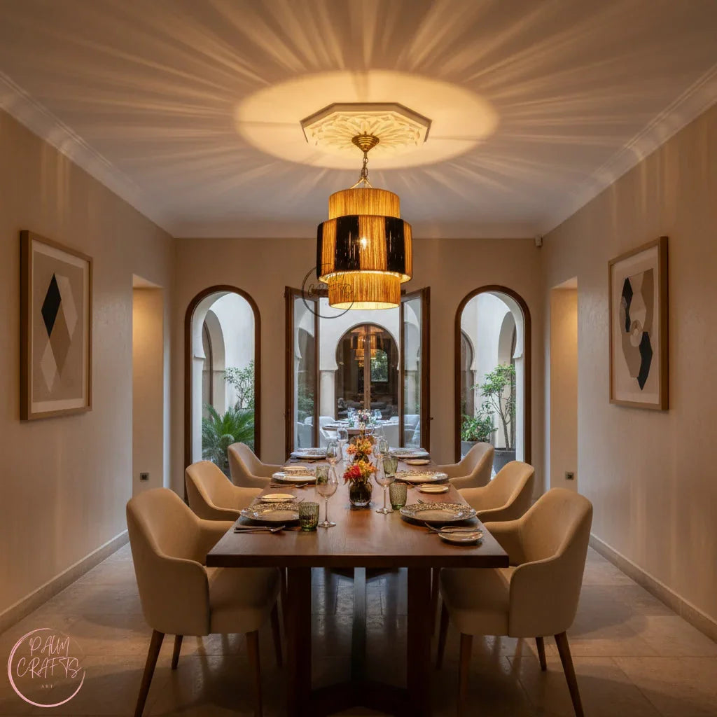 Suspension Luminaire Artisanale en Raphia – Décoration Bohème Naturelle