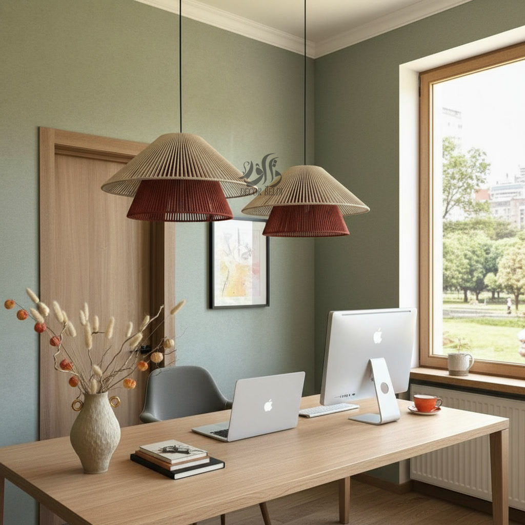 lot de 2 Suspension Luminaire Cylindrique en Fil de Coton – Design Naturel et Moderne