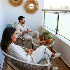 Ensemble de balcon élégant – Deux chaises en métal avec table ronde