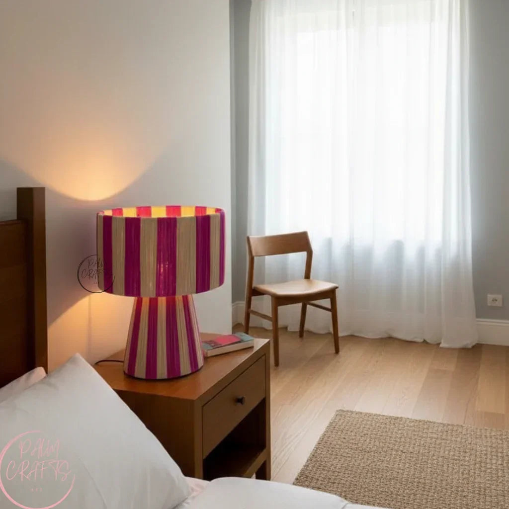 Abat-Jour Artisanal en Raphia Naturel – Style Bohème Chic