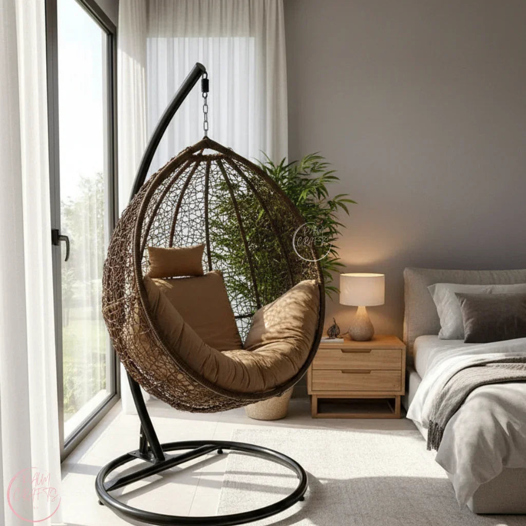 Fauteuil Suspendu Œuf avec Support – Chaise Cocoon Confortable pour Intérieur et Extérieur