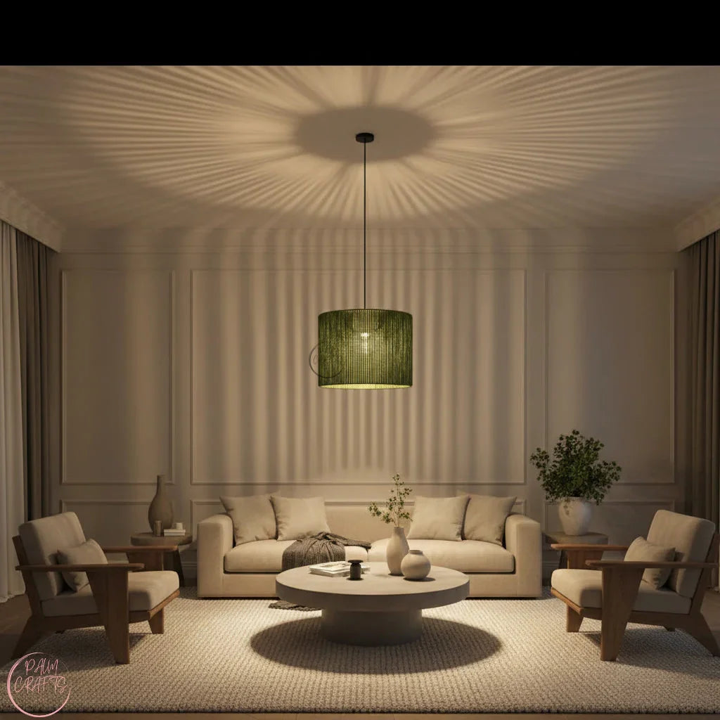 Suspension Luminaire Cylindrique en Fil de Coton – Design Naturel et Moderne