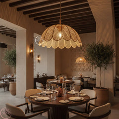 Suspension Luminaire Artisanale en Raphia – Décoration Bohème