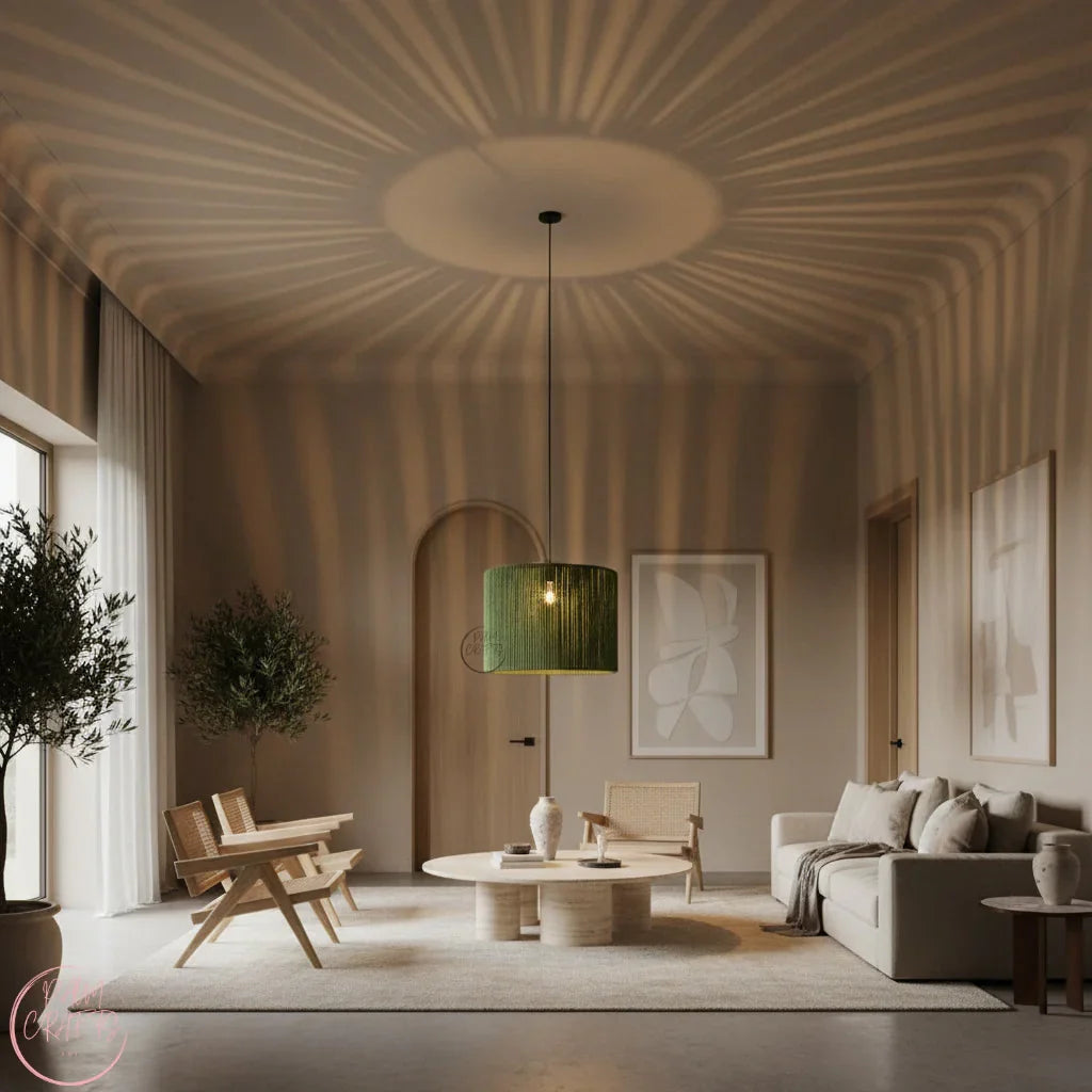 Suspension Luminaire Cylindrique en Fil de Coton – Design Naturel et Moderne