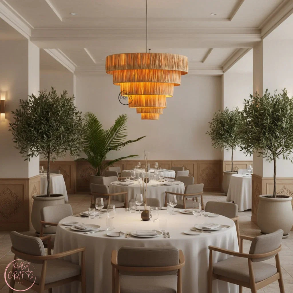 Suspension Luminaire Artisanale en Raphia – Décoration Bohème Naturelle