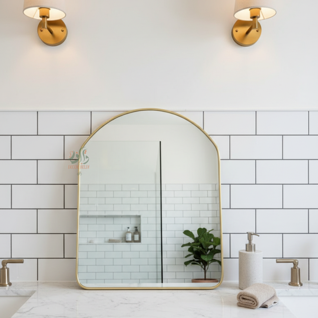 Miroir Fait Main avec Cadre en Laiton – Décoration Murale Bohème Chic