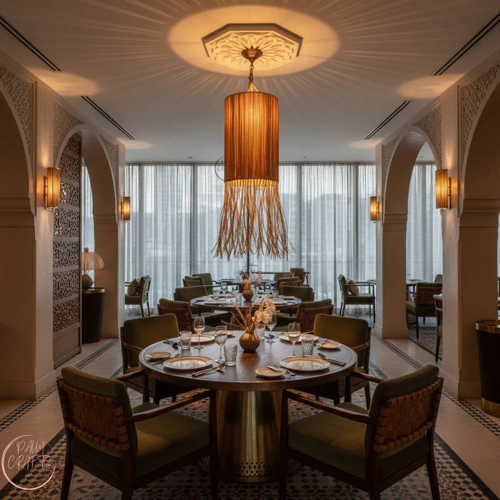 Suspension Luminaire Artisanale en Raphia – Décoration Bohème Naturelle