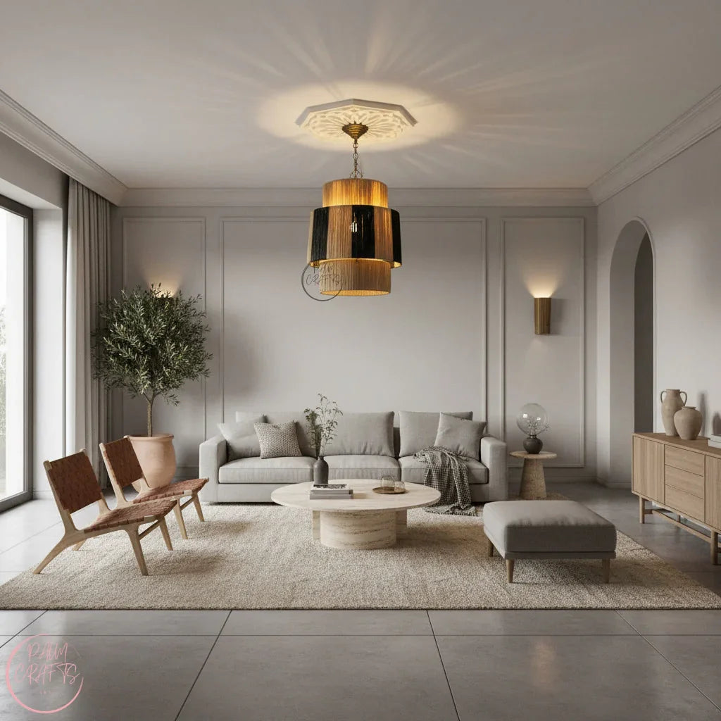 Suspension Luminaire Artisanale en Raphia – Décoration Bohème Naturelle