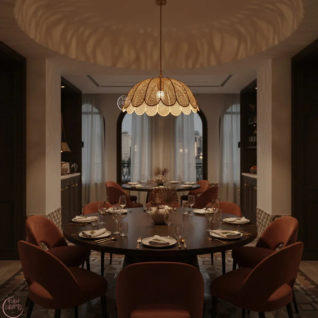 Suspension Luminaire Artisanale en Raphia – Décoration Bohème